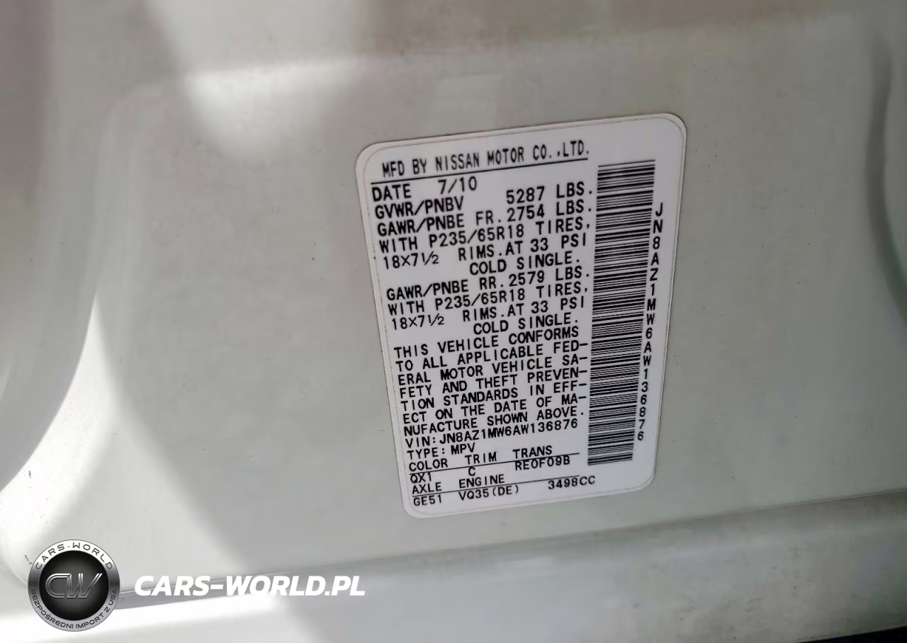 2010 Nissan Murano S VIN:JN8AZ1MW6AW136876 - 12