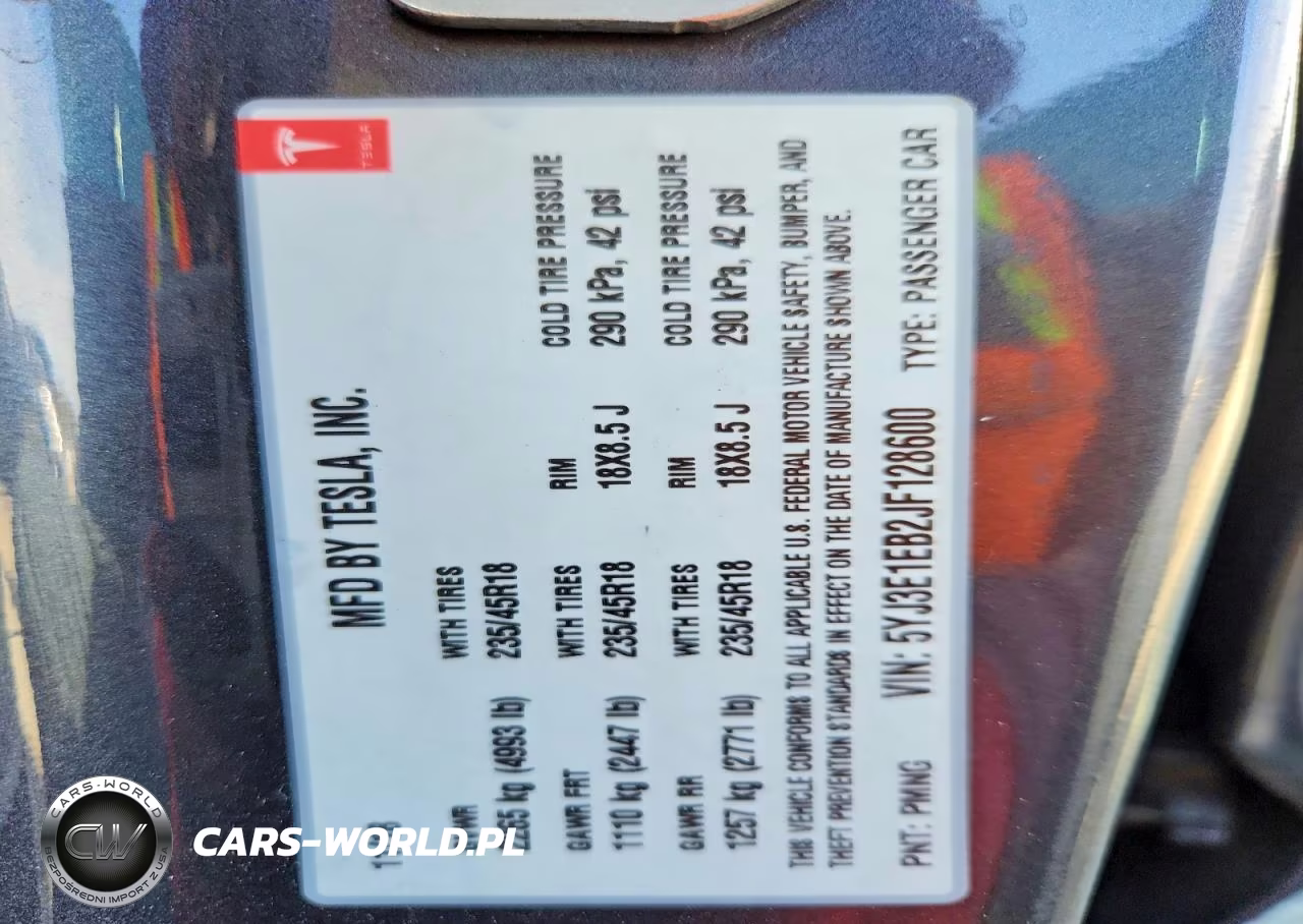 2018 Tesla Model 3 VIN:5YJ3E1EB2JF128600 - 12