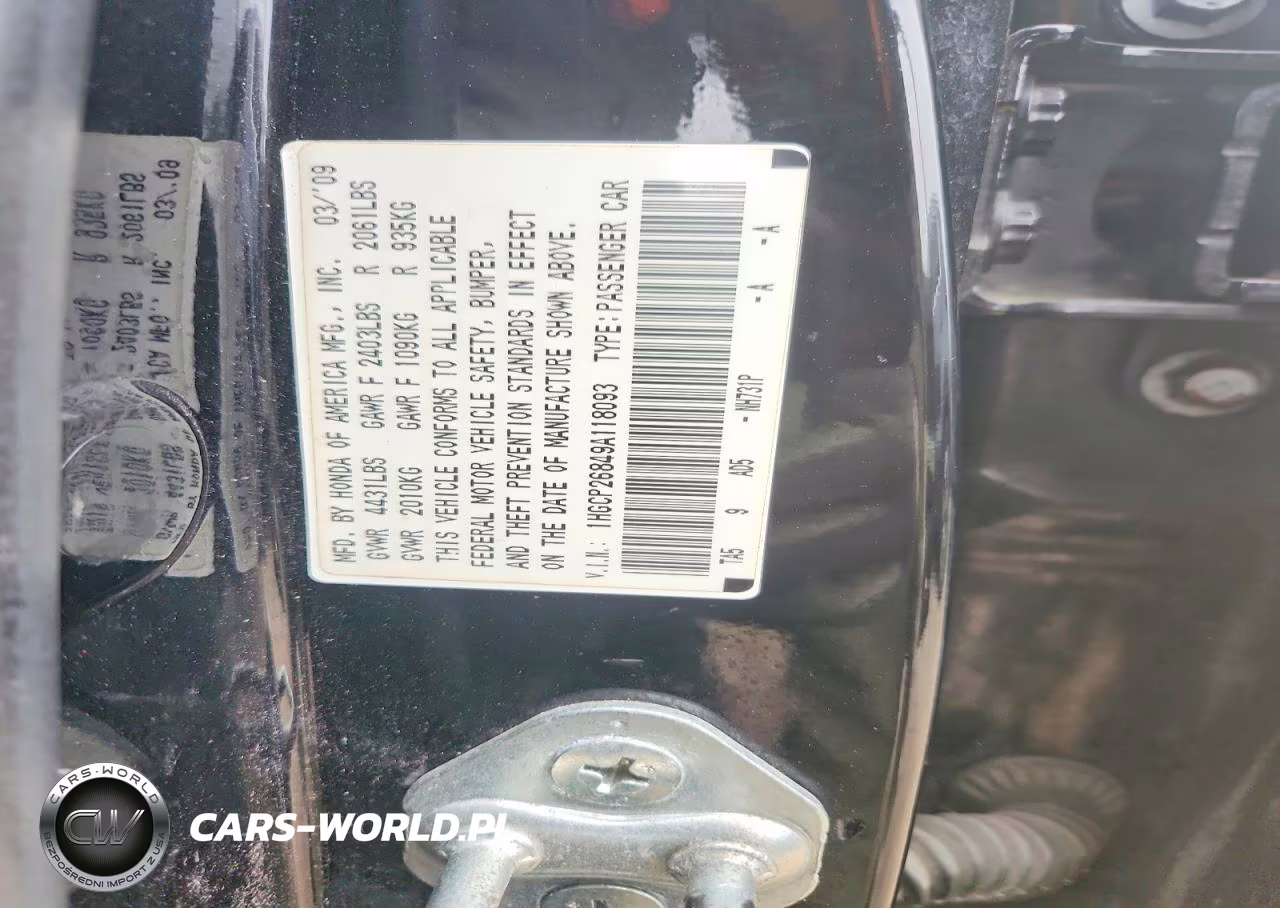 2009 Honda Accord Exl VIN:1HGCP26849A118093 - 13