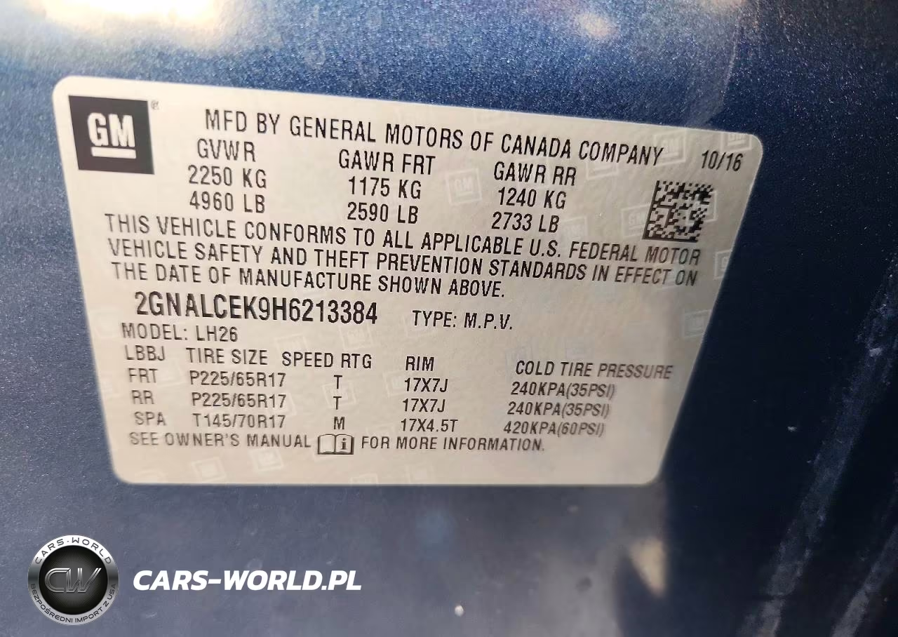 2017 Chevrolet Equinox Lt VIN:2GNALCEK9H6213384 - 14
