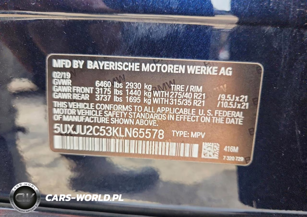 2019 BMW X5 xDrive50I VIN:5UXJU2C53KLN65578 - 13