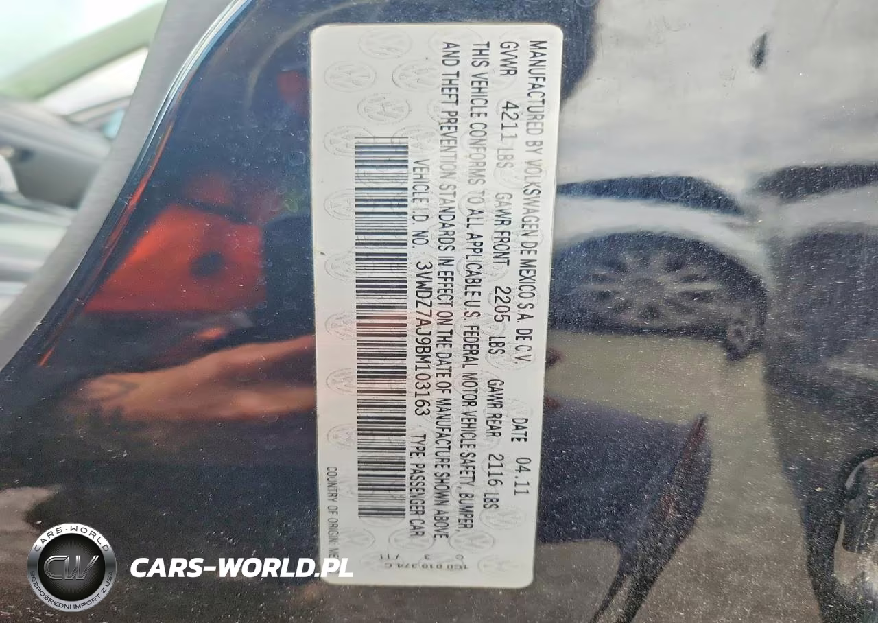 2011 Volkswagen Jetta Se VIN:3VWDZ7AJ9BM103163 - 12