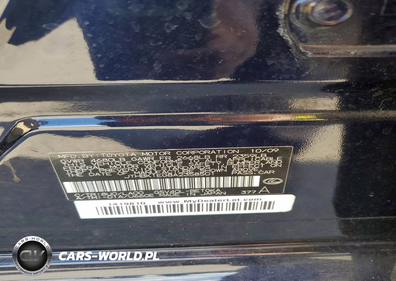 2010 Lexus Es 350 VIN:JTHBK1EG8A2358501 - 12