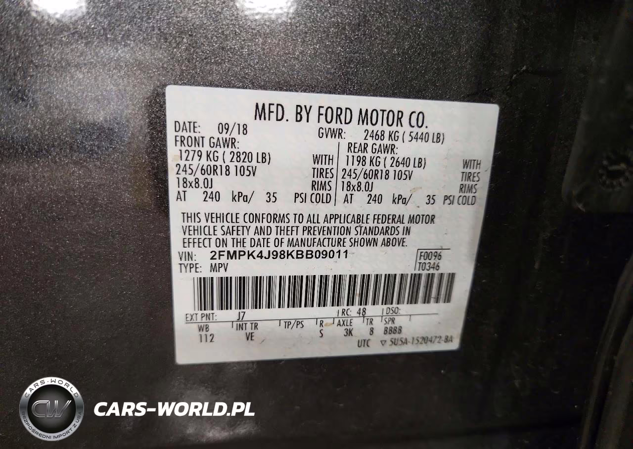 2019 Ford Edge Sel VIN:2FMPK4J98KBB09011 - 13