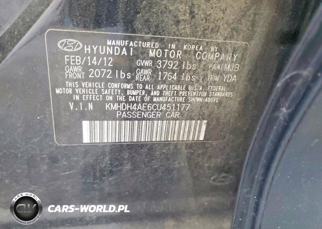2012 Hyundai Elantra Gls VIN:KMHDH4AE6CU451177 - 13