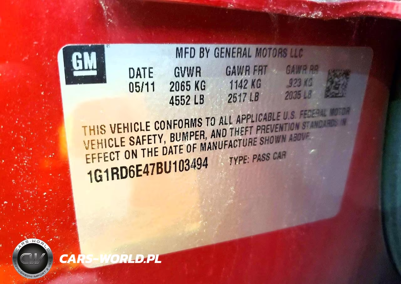 2011 Chevrolet Volt VIN:1G1RD6E47BU103494 - 12