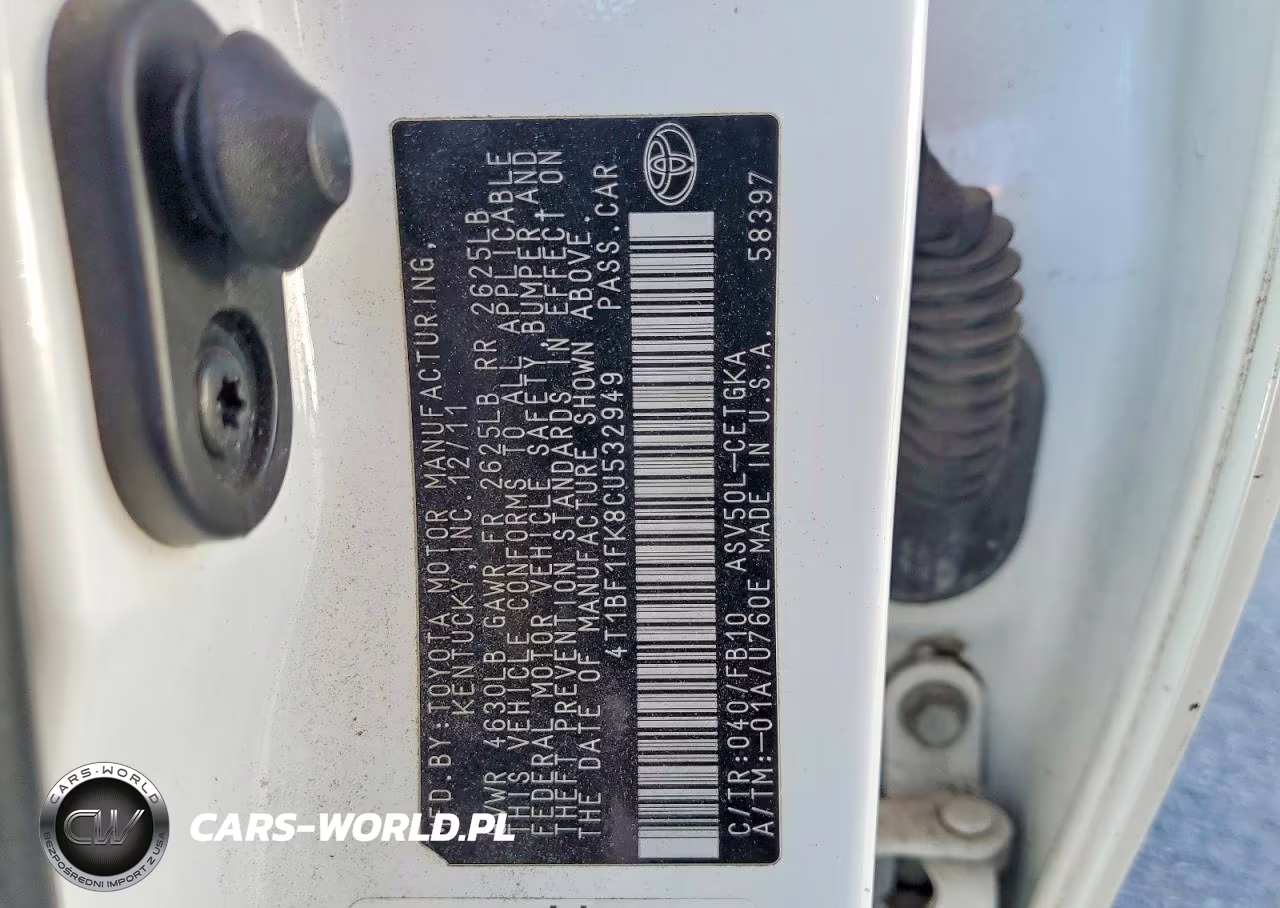 2012 Toyota Camry Xle VIN:4T1BF1FK8CU532949 - 12