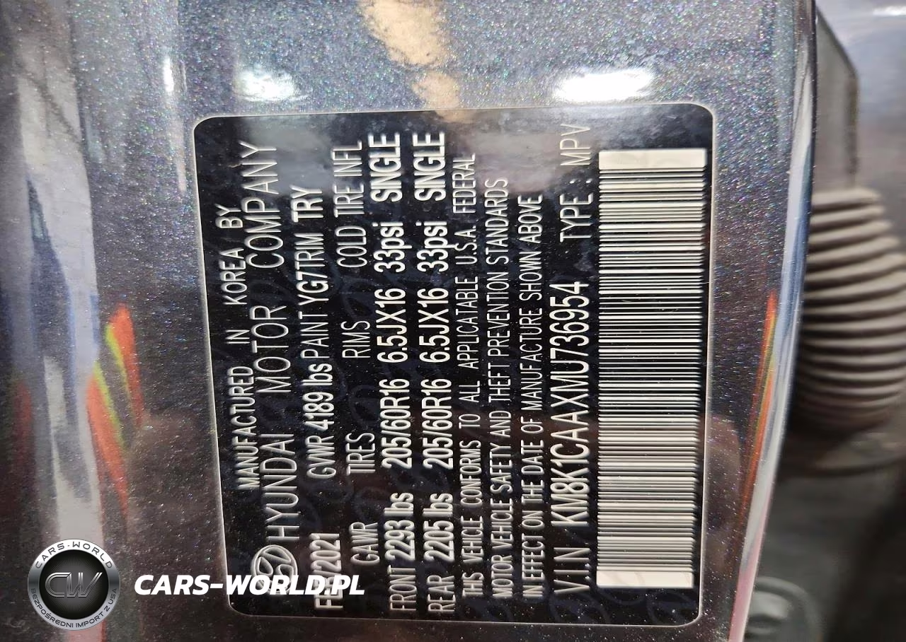 2021 Hyundai Kona Se VIN:KM8K1CAAXMU736954 - 13