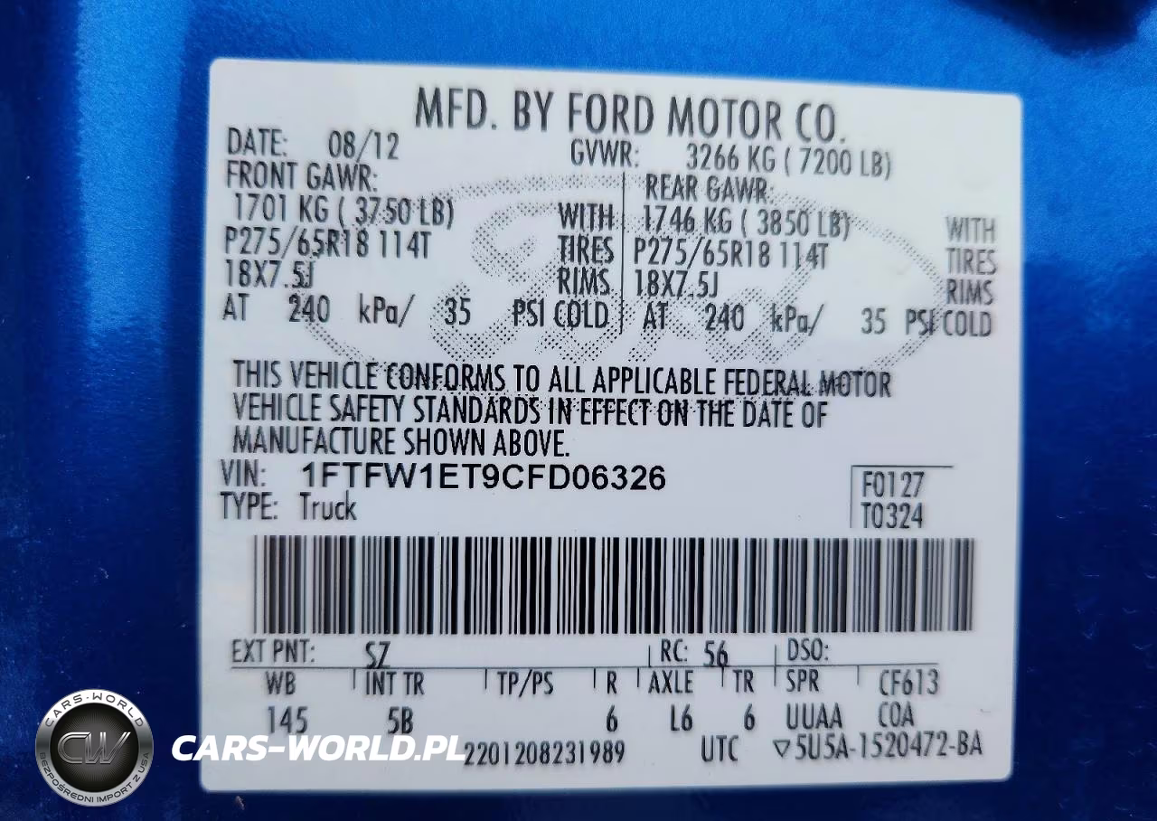 2012 Ford F150 Supercrew VIN:1FTFW1ET9CFD06326 - 12