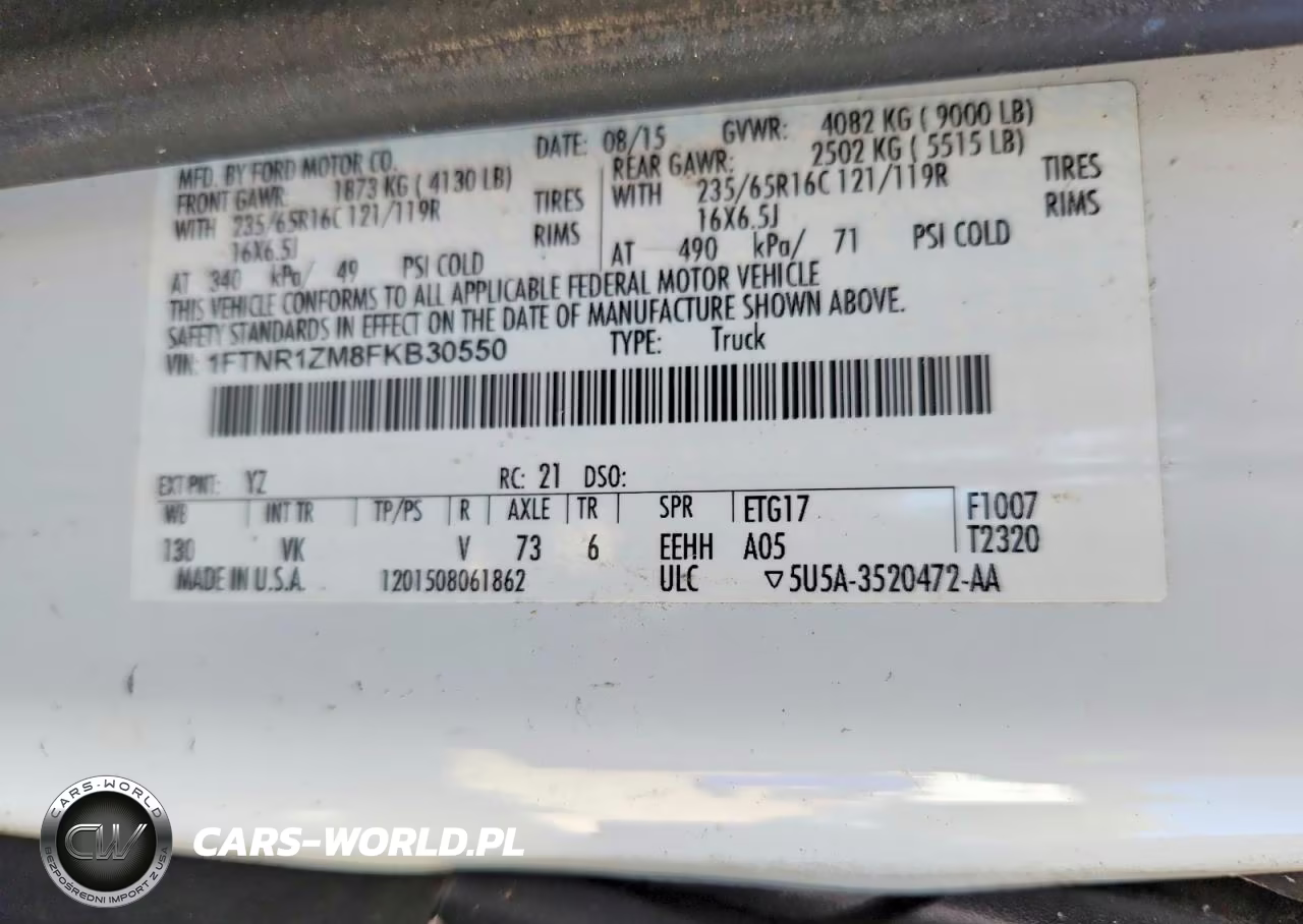 2015 Ford Transit T-250 VIN:1FTNR1ZM8FKB30550 - 14