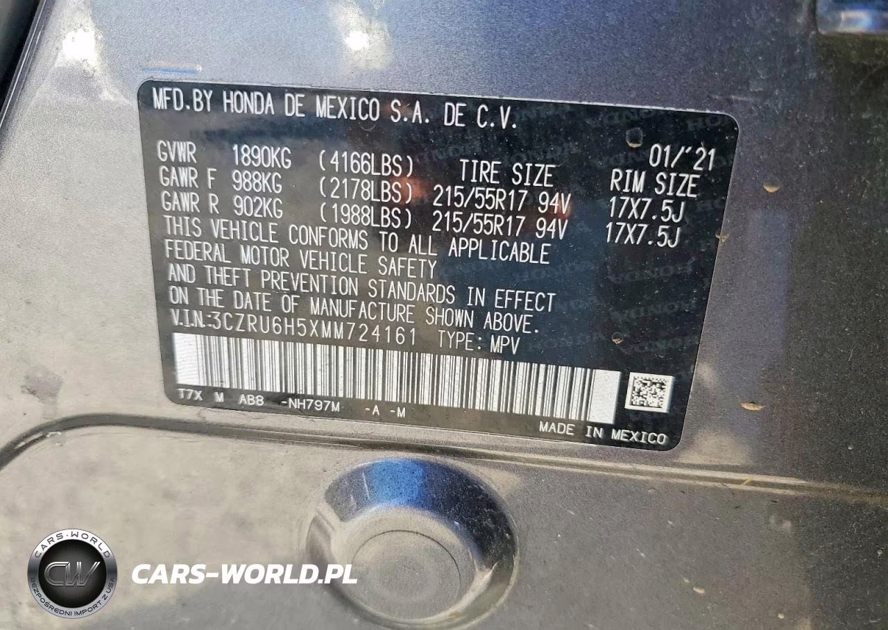 2021 Honda Hr-V Ex VIN:3CZRU6H5XMM724161 - 13