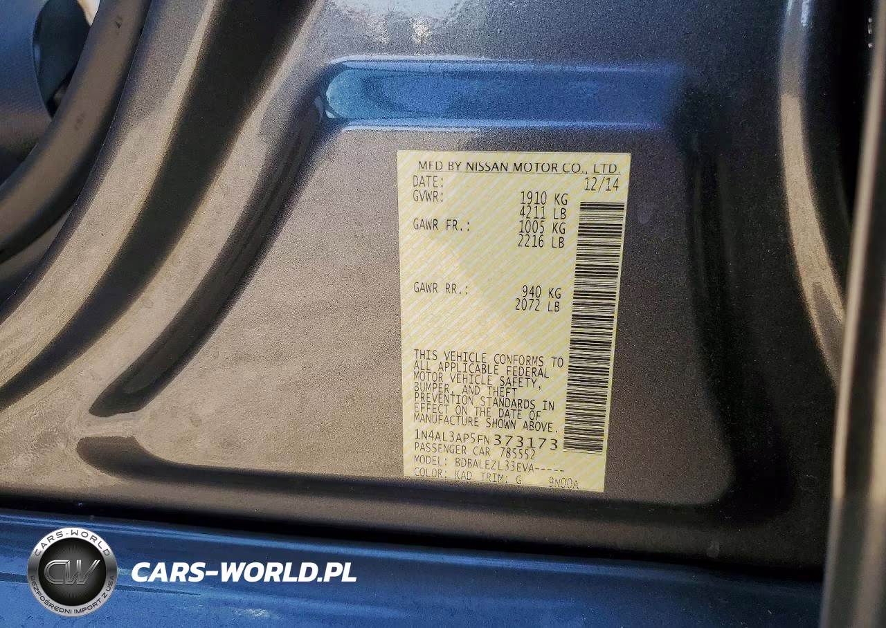 2015 Nissan Altima 2.5 S VIN:1N4AL3AP5FN373173 - 12