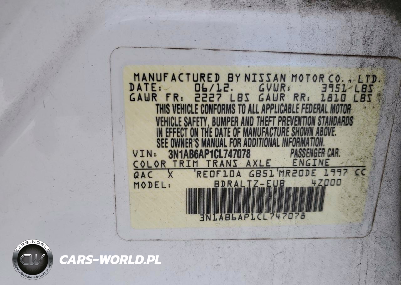 2012 Nissan Sentra 2.0 VIN:3N1AB6AP1CL747078 - 13