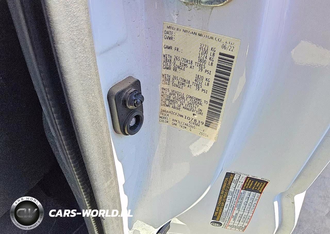 2022 Nissan Titan Sv VIN:1N6AA1CF2NN107839 - 12