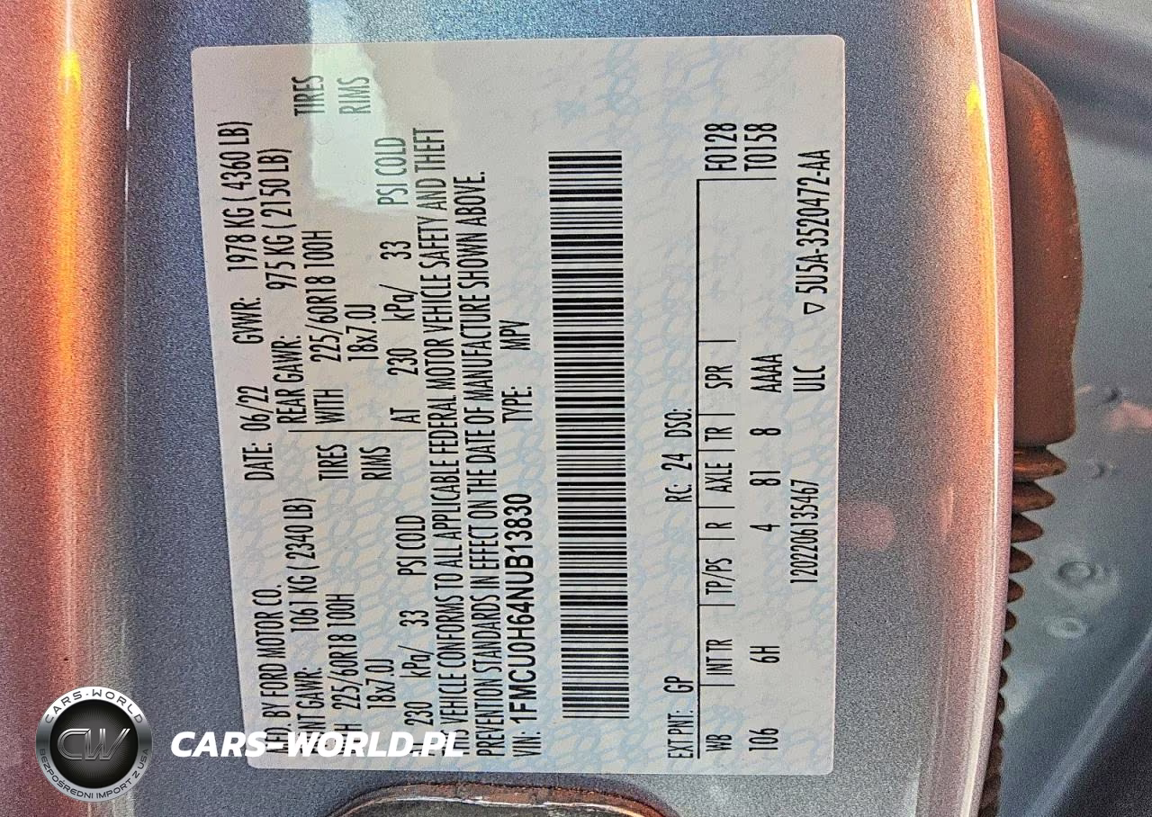 2022 Ford Escape Sel VIN:1FMCU0H64NUB13830 - 13