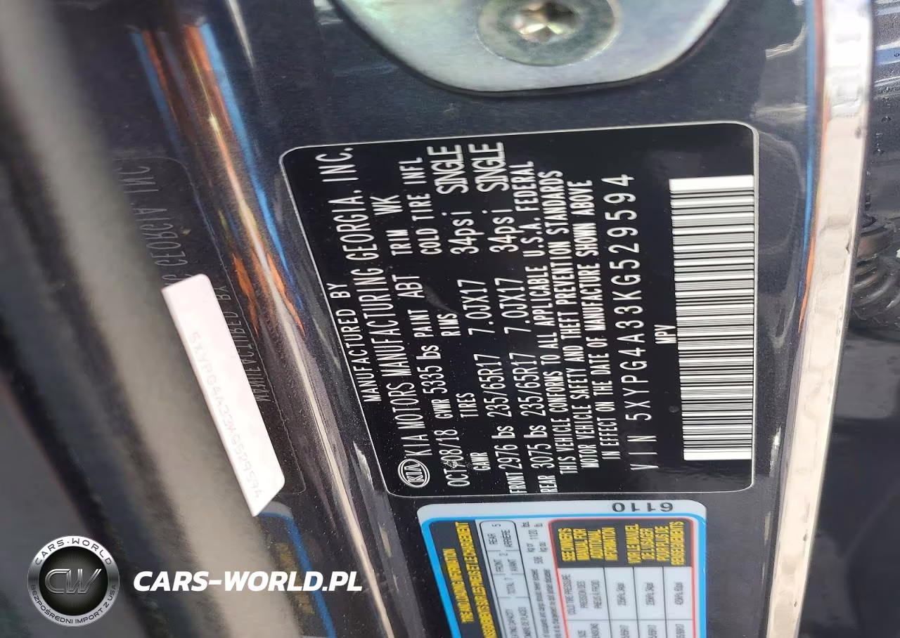 2019 Kia Sorento 2.4L Lx VIN:5XYPG4A33KG529594 - 13