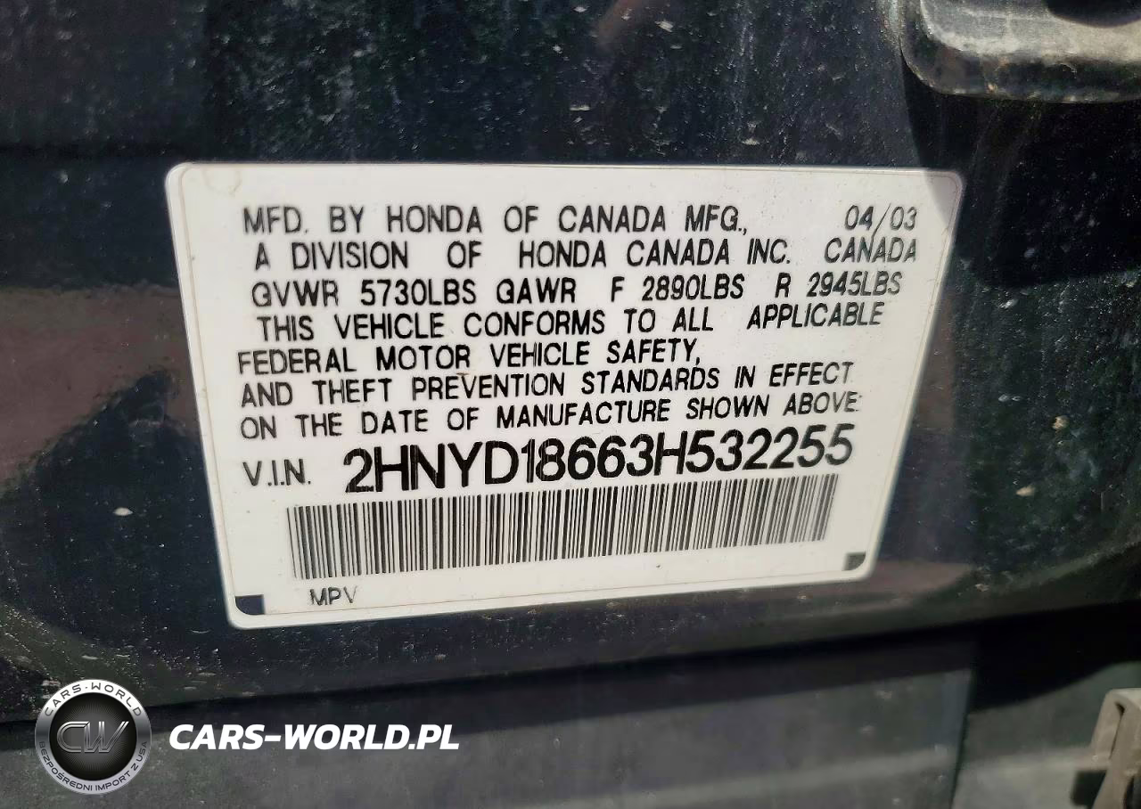 2003 Acura Mdx Touring VIN:2HNYD18663H532255 - 13