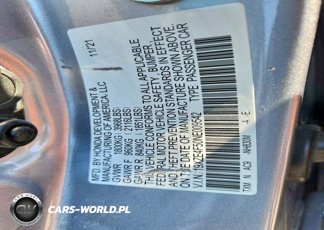 2022 Honda Insight Ex VIN:19XZE4F50NE009542 - 12