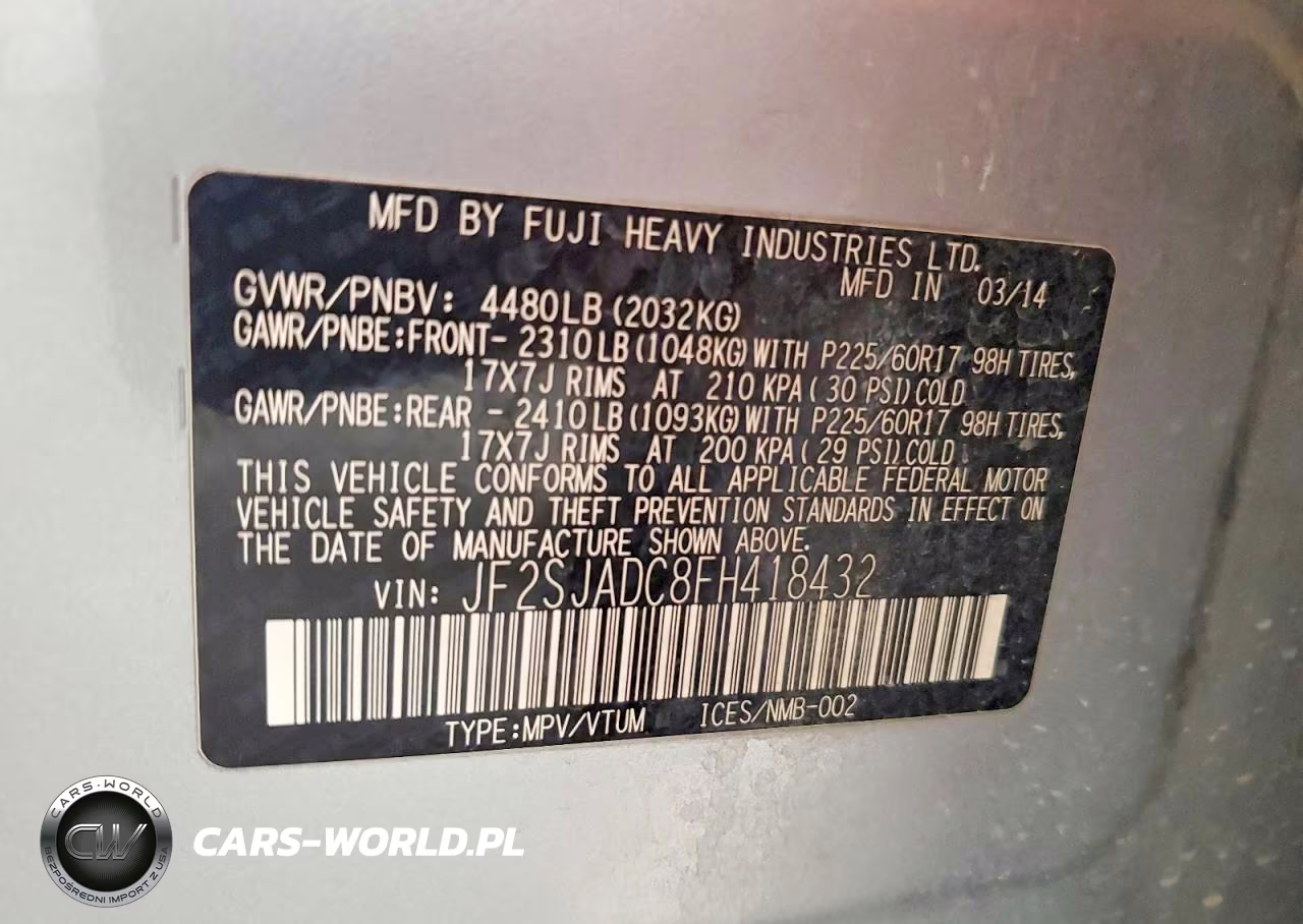 2015 Subaru Forester 2.5I Premium VIN:JF2SJADC8FH418432 - 13