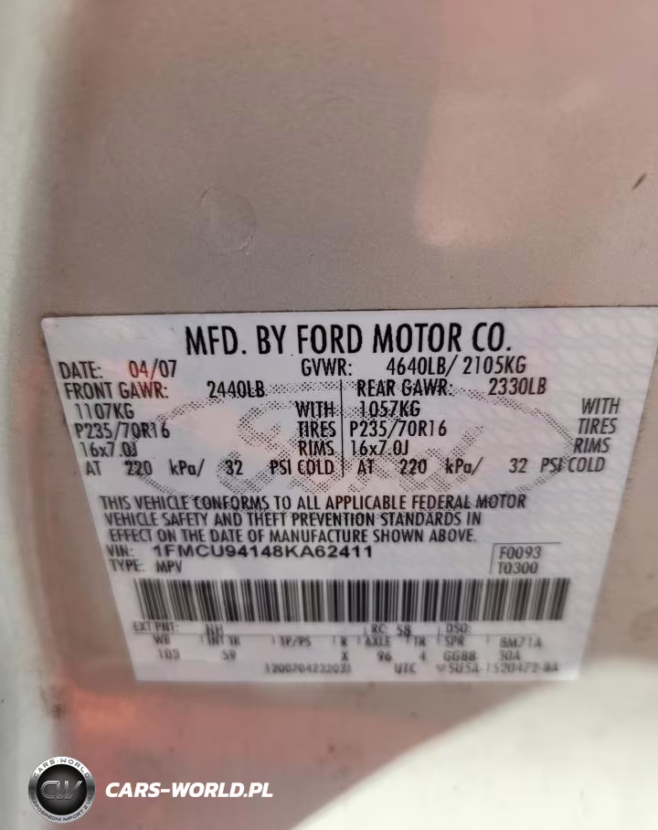2008 Ford Escape Limited VIN:1FMCU94148KA62411 - 13