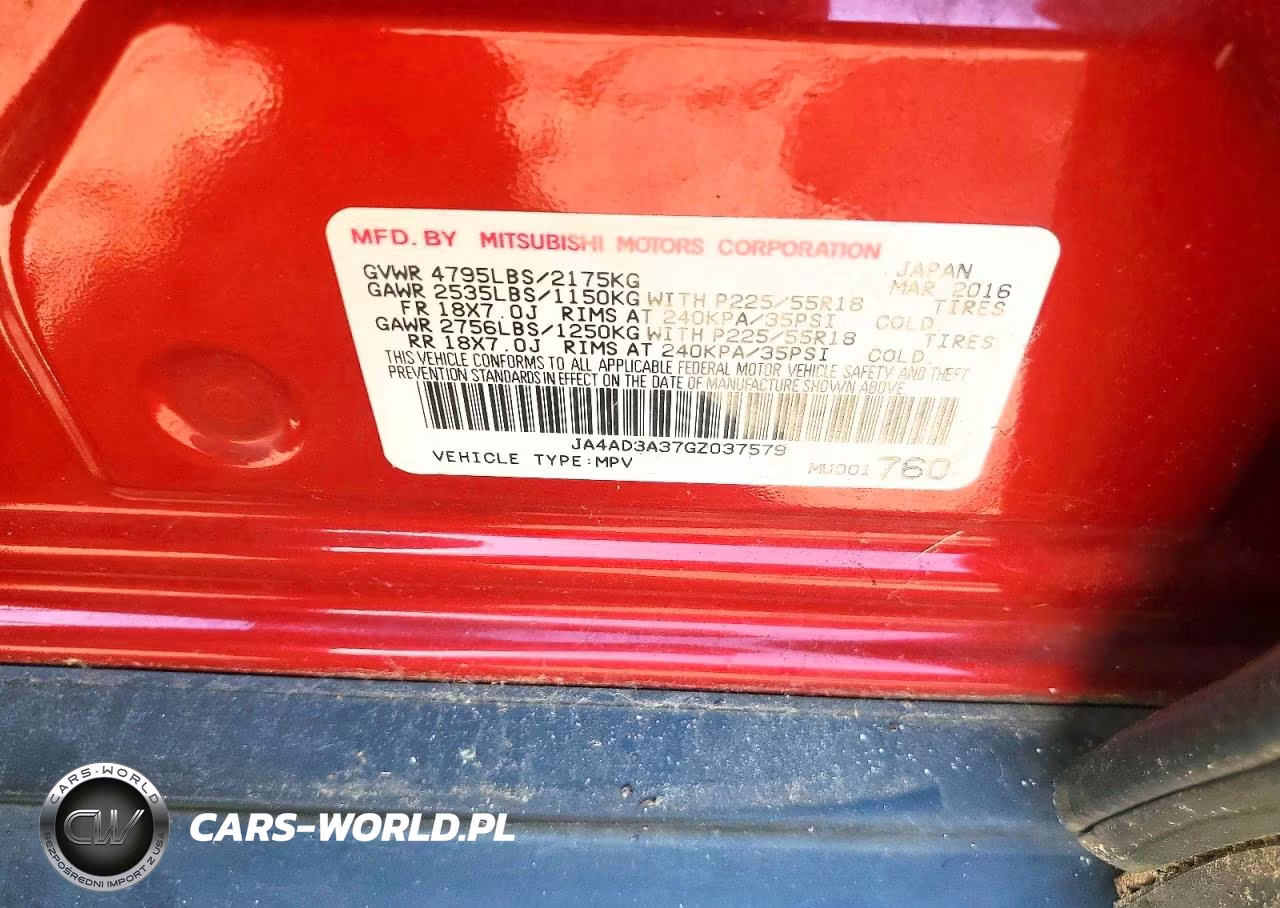 2016 Mitsubishi Outlander Se VIN:JA4AD3A37GZ037579 - 12