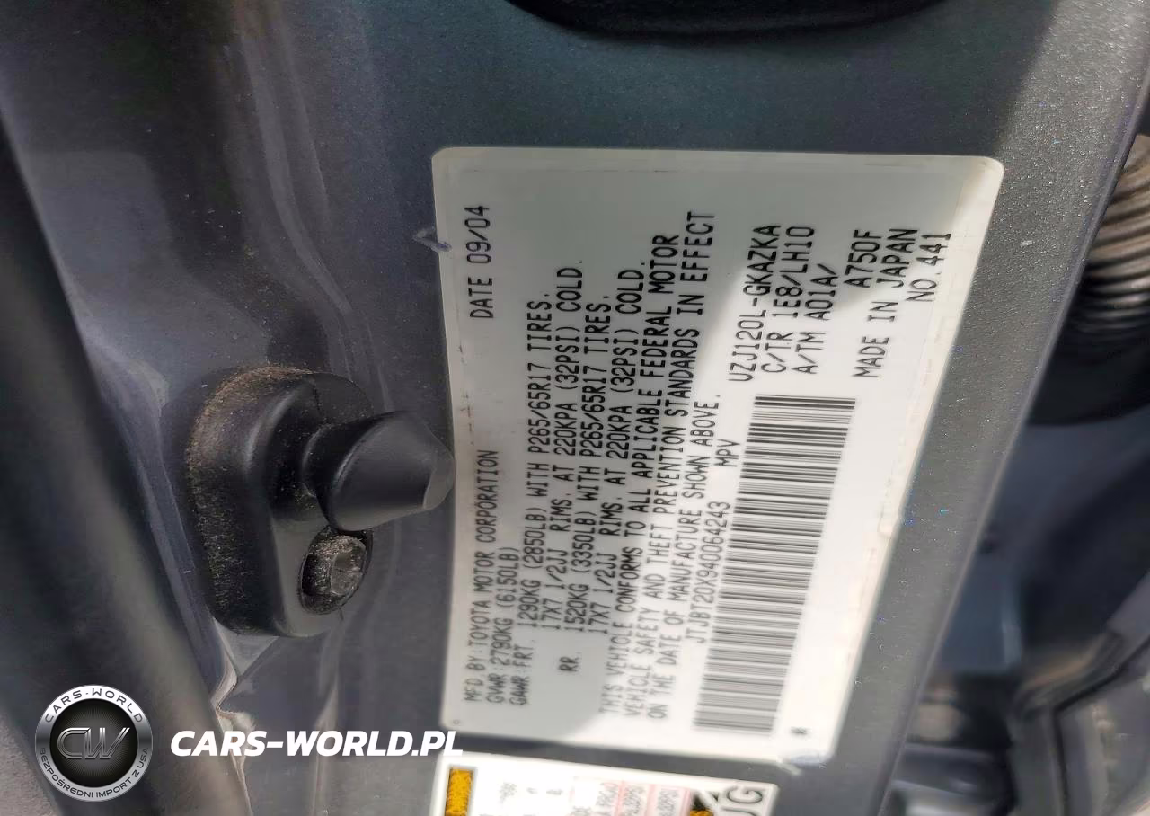 2004 Lexus Gx 470 VIN:JTJBT20X940064243 - 13