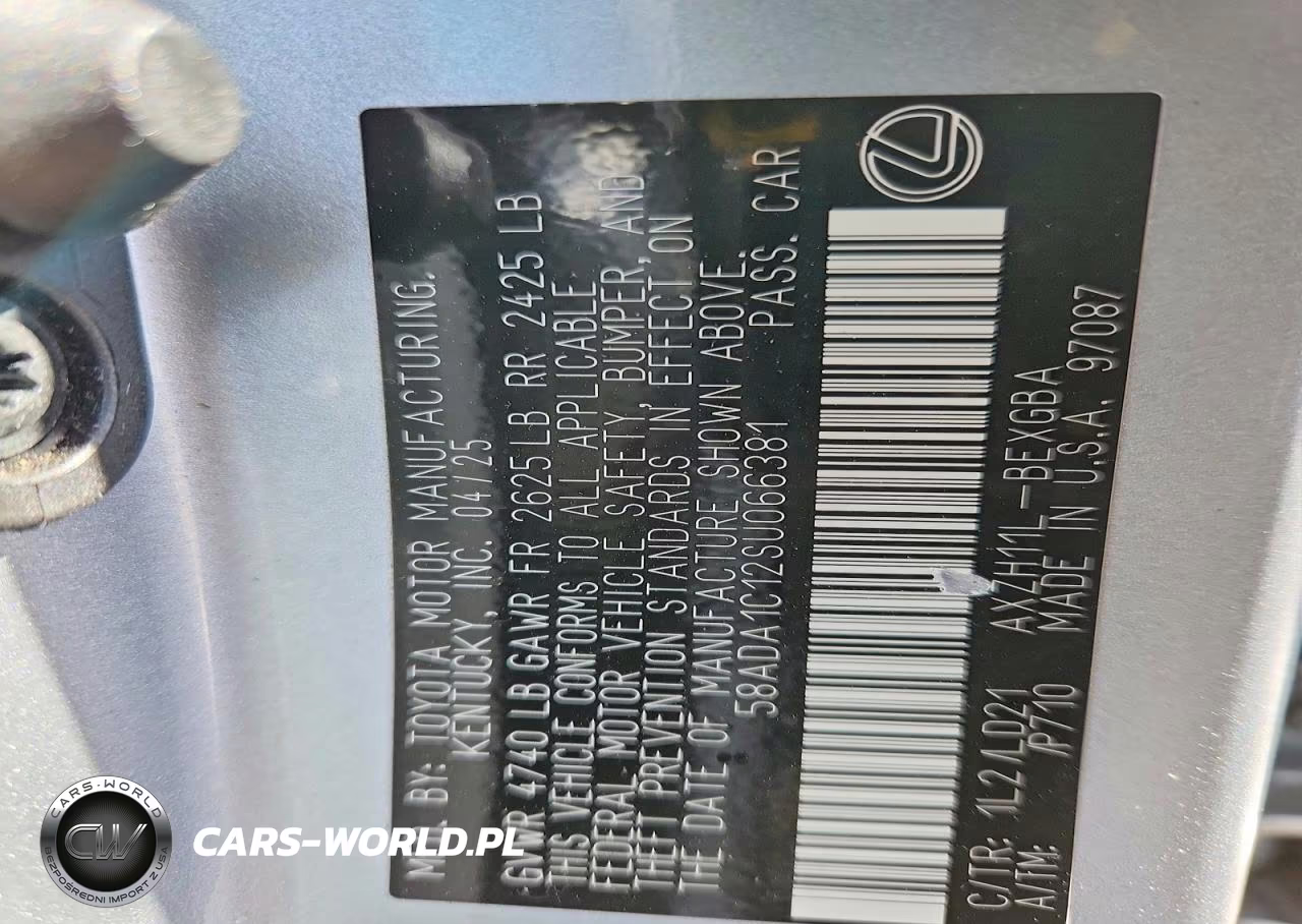 2025 Lexus Es 300H Base VIN:58ADA1C12SU066381 - 12