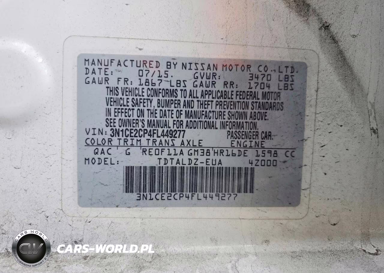 2015 Nissan Versa Note Sv VIN:3N1CE2CP4FL449277 - 12
