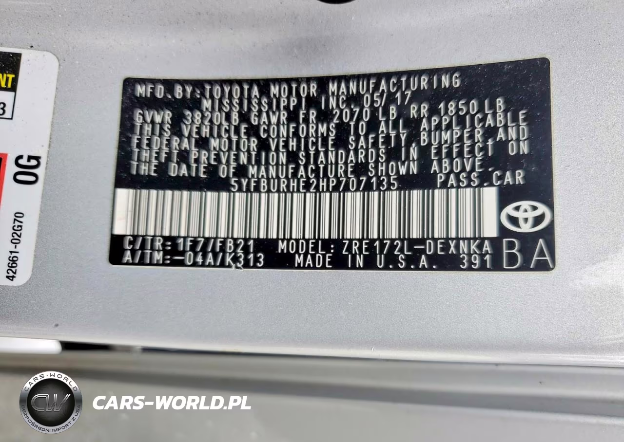 2017 Toyota Corolla Le VIN:5YFBURHE2HP707135 - 13