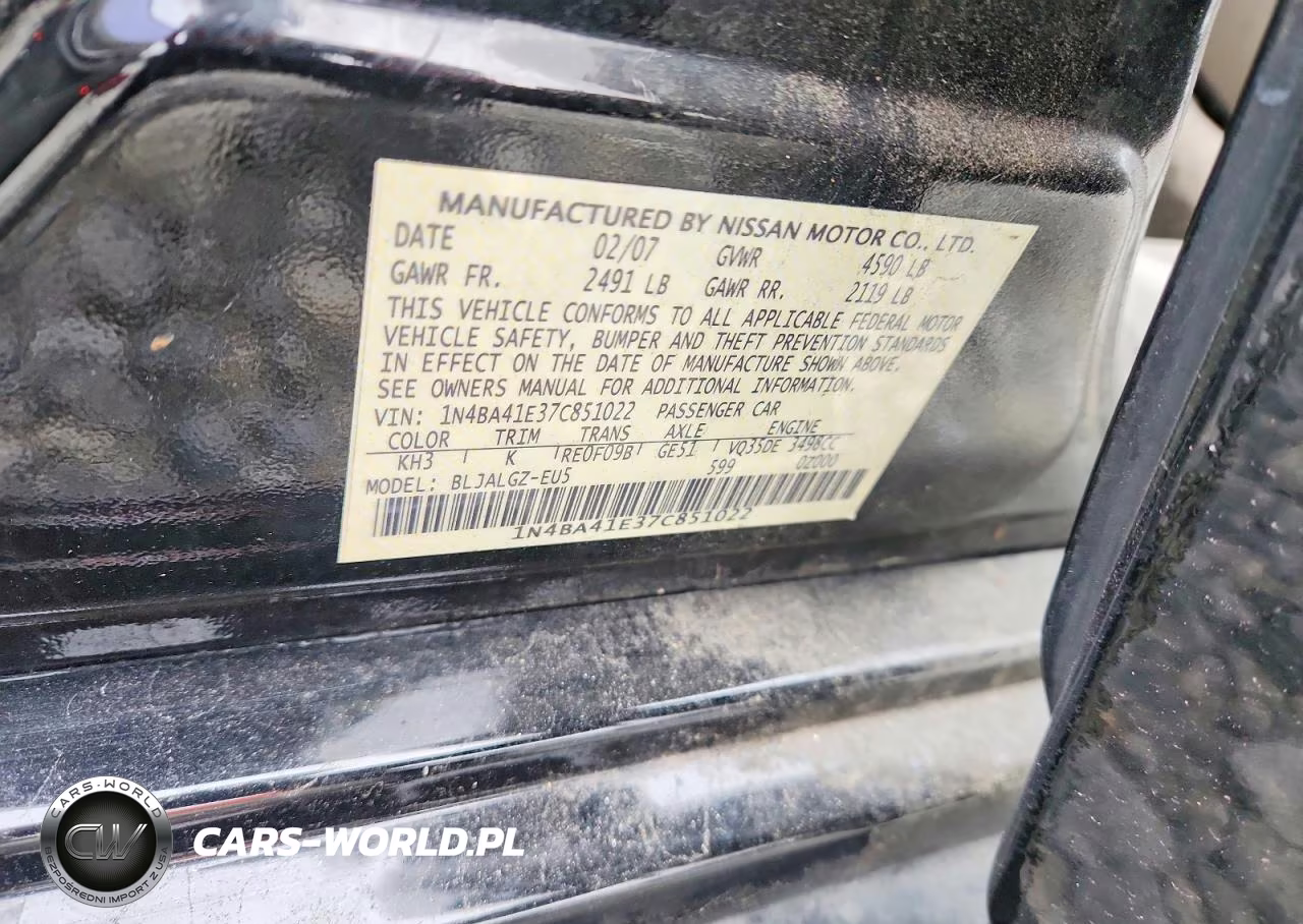2007 Nissan Maxima 3.5 Se VIN:1N4BA41E37C851022 - 12