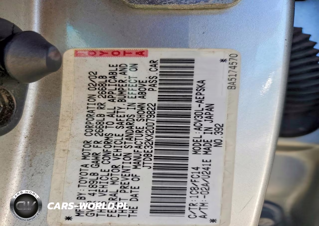 2002 Toyota Camry Se VIN:JTDBE32KX20079822 - 12