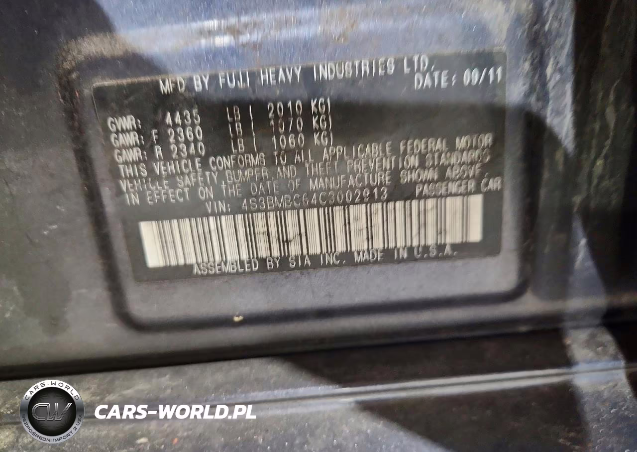 2012 Subaru Legacy 2.5I Premium VIN:4S3BMBC64C3002913 - 13