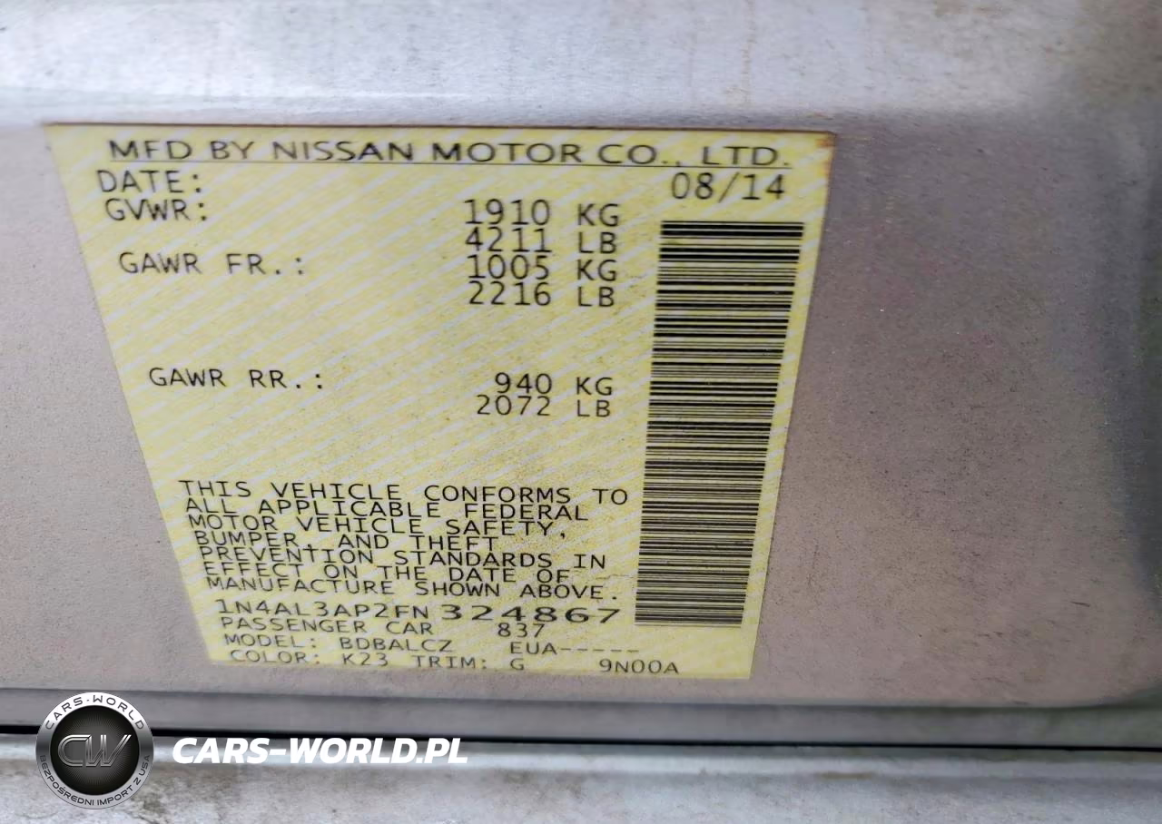 2015 Nissan Altima 2.5 S VIN:1N4AL3AP2FN324867 - 12