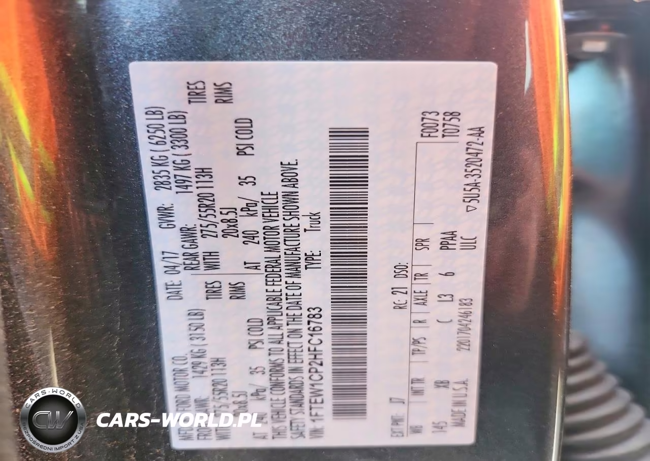 2017 Ford F150 Supercrew VIN:1FTEW1CP2HFC16783 - 13