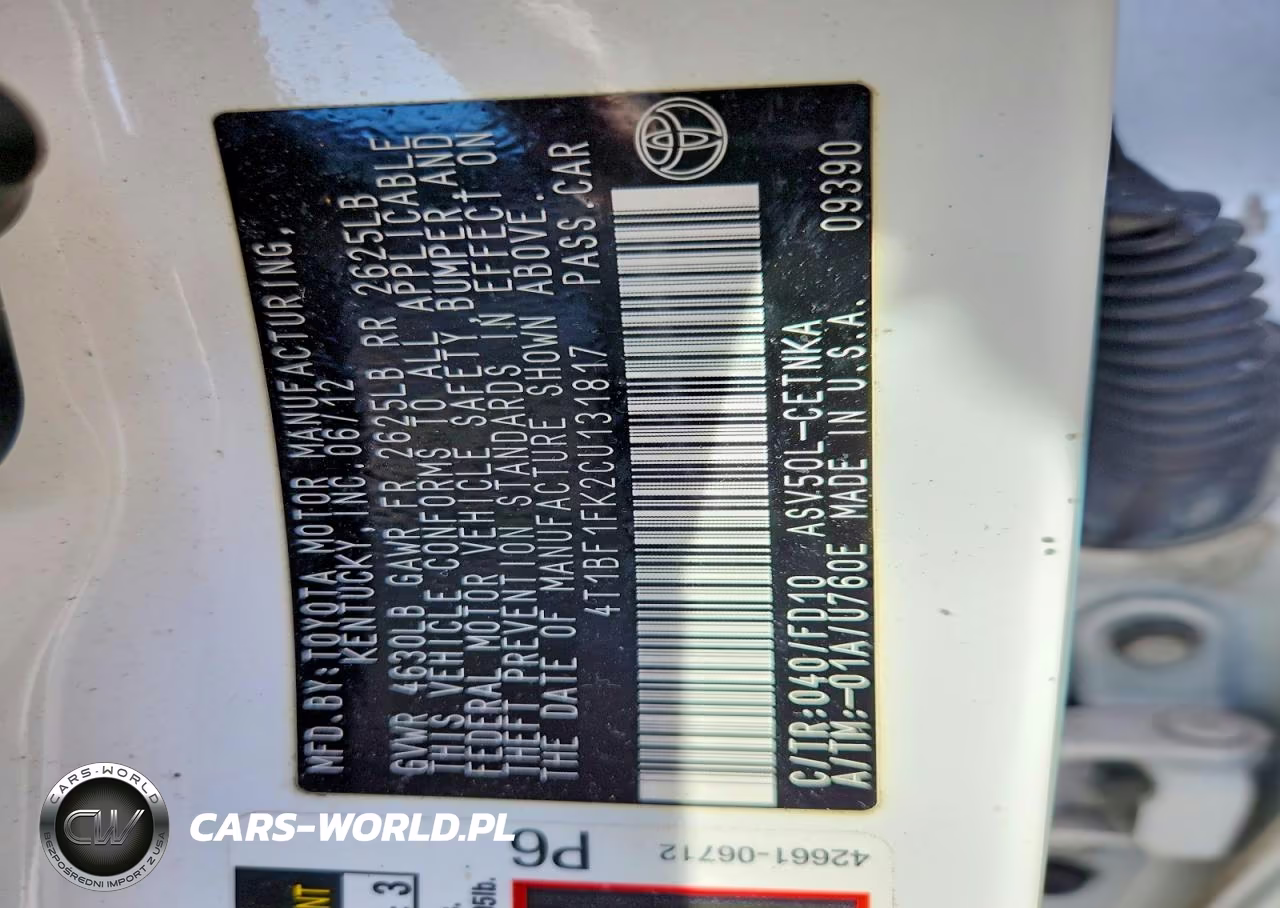 2012 Toyota Camry Le VIN:4T1BF1FK2CU131817 - 13