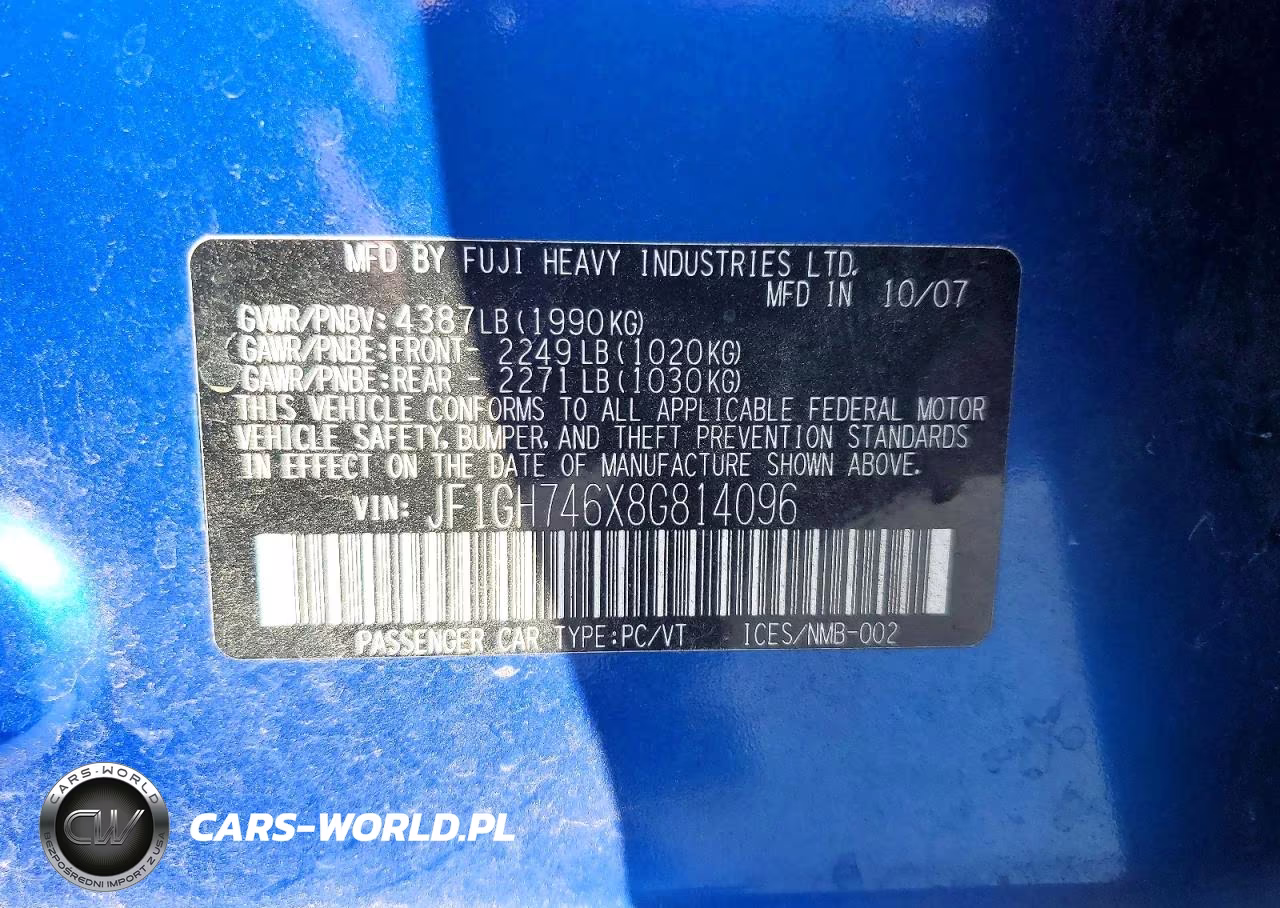 2008 Subaru Impreza Wrx VIN:JF1GH746X8G814096 - 13
