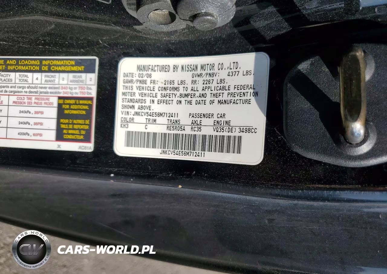 2006 Infiniti G35 VIN:JNKCV54E56M712411 - 12