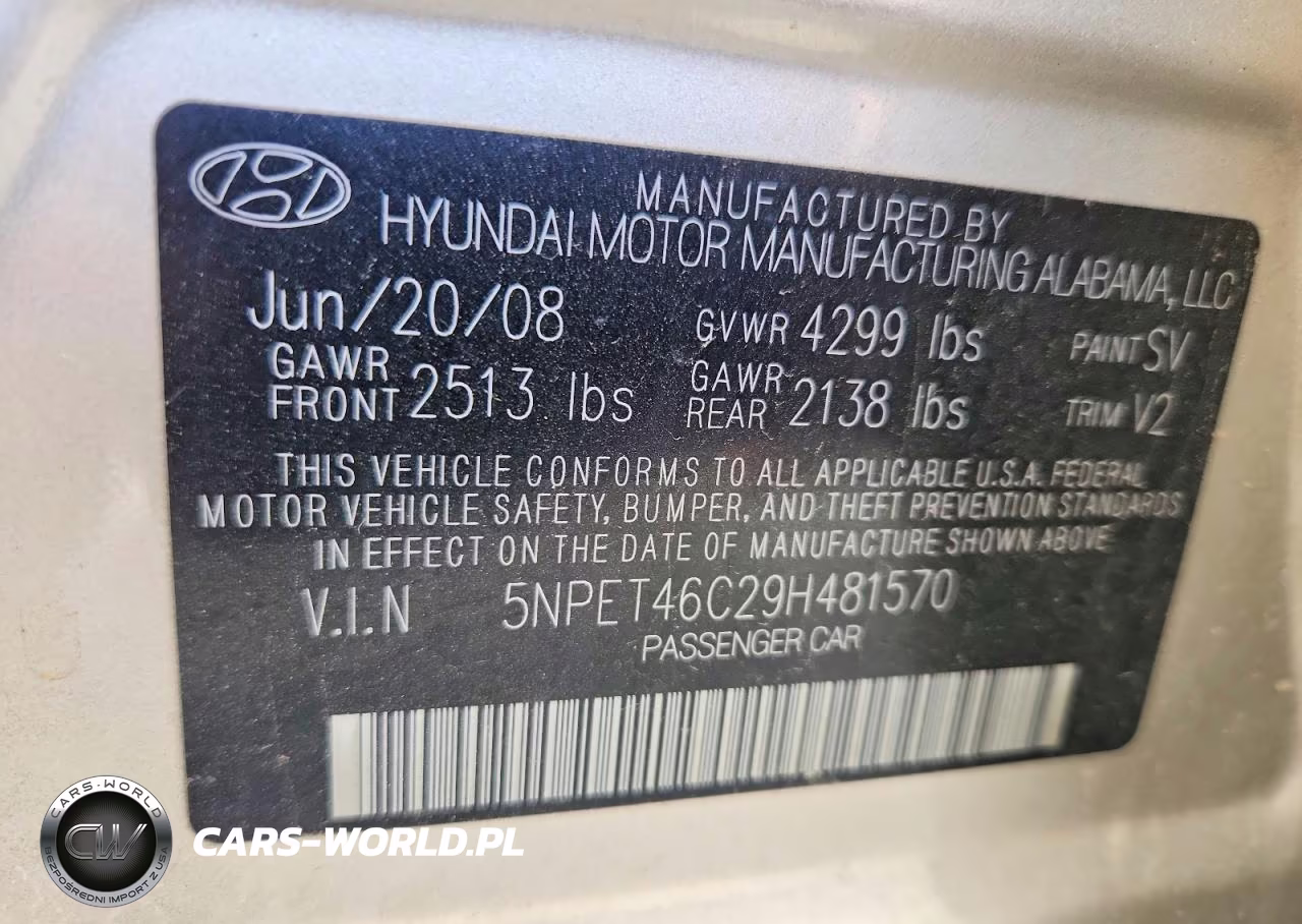 2009 Hyundai Sonata Gls VIN:5NPET46C29H481570 - 12