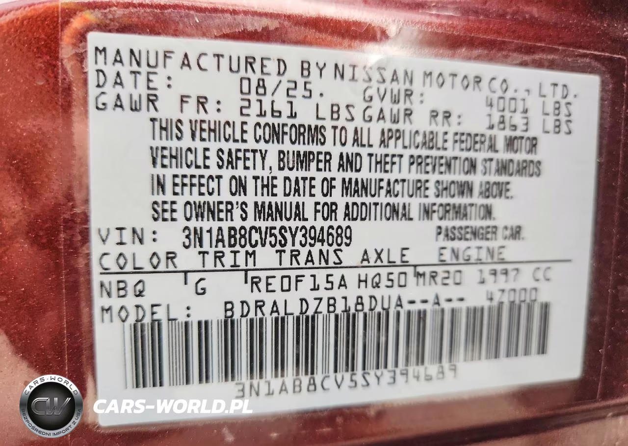 2025 Nissan Sentra Sv VIN:3N1AB8CV5SY394689 - 12