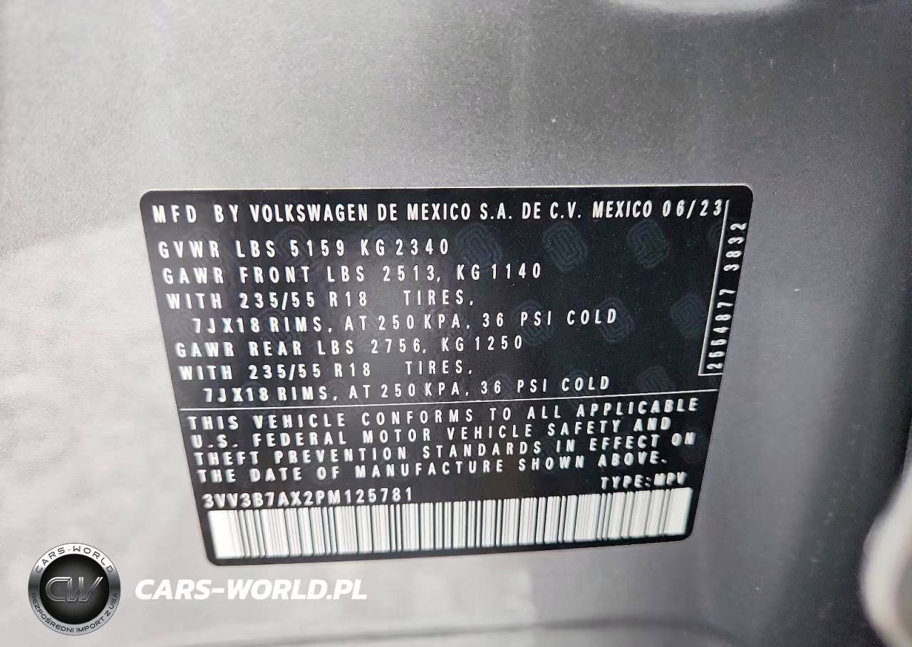 2023 Volkswagen Tiguan Se VIN:3VV3B7AX2PM125781 - 12