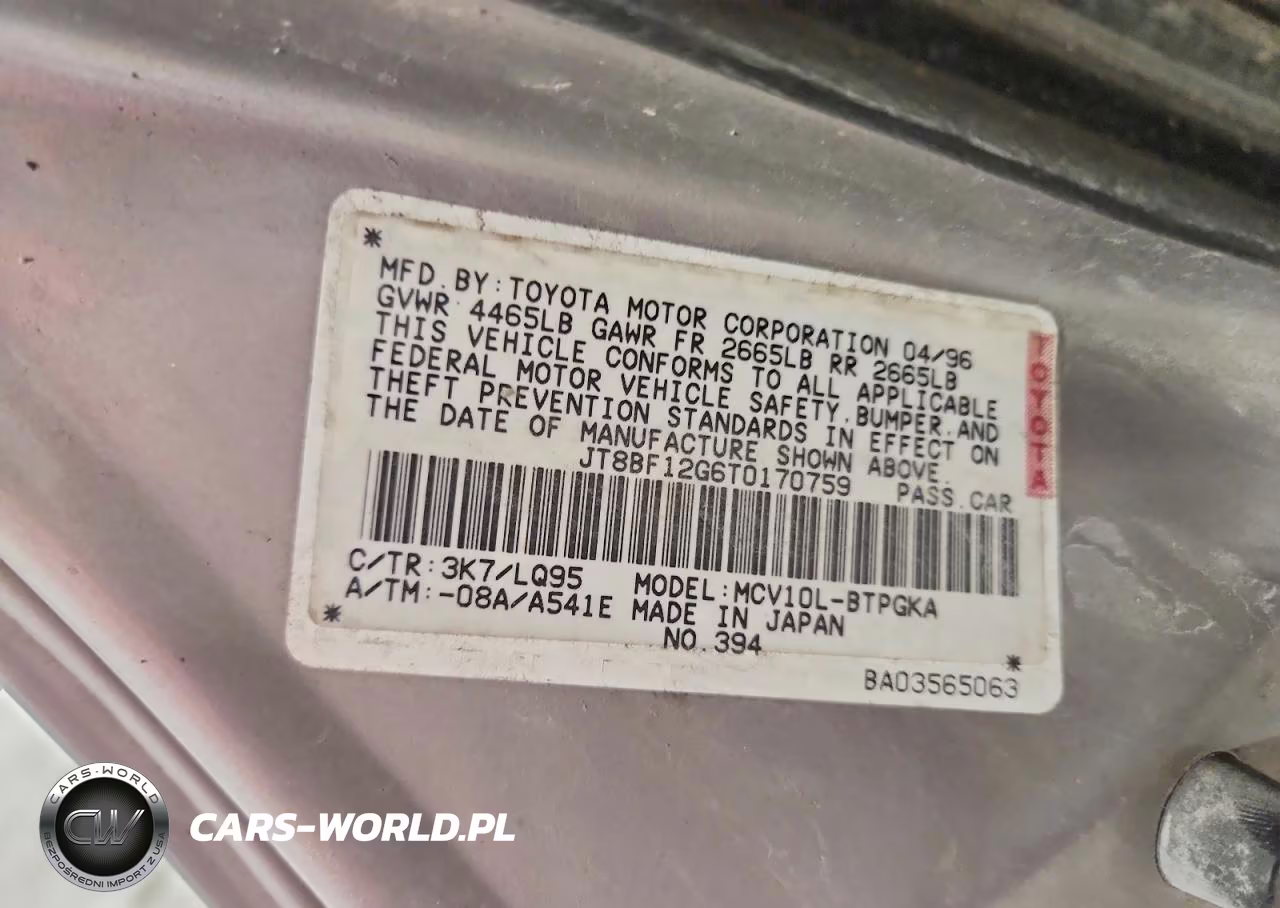 1996 Lexus Es 300 VIN:JT8BF12G6T0170759 - 12