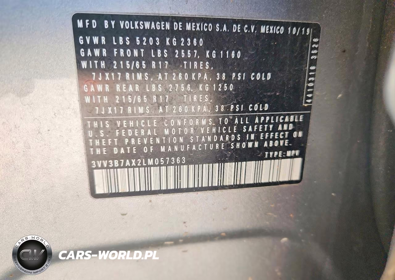 2020 Volkswagen Tiguan Se VIN:3VV3B7AX2LM057363 - 13