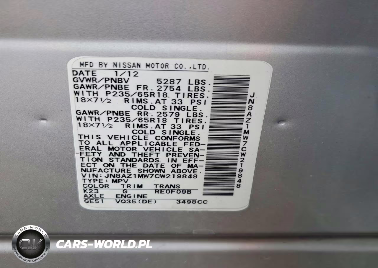 2012 Nissan Murano S VIN:JN8AZ1MW7CW219848 - 13