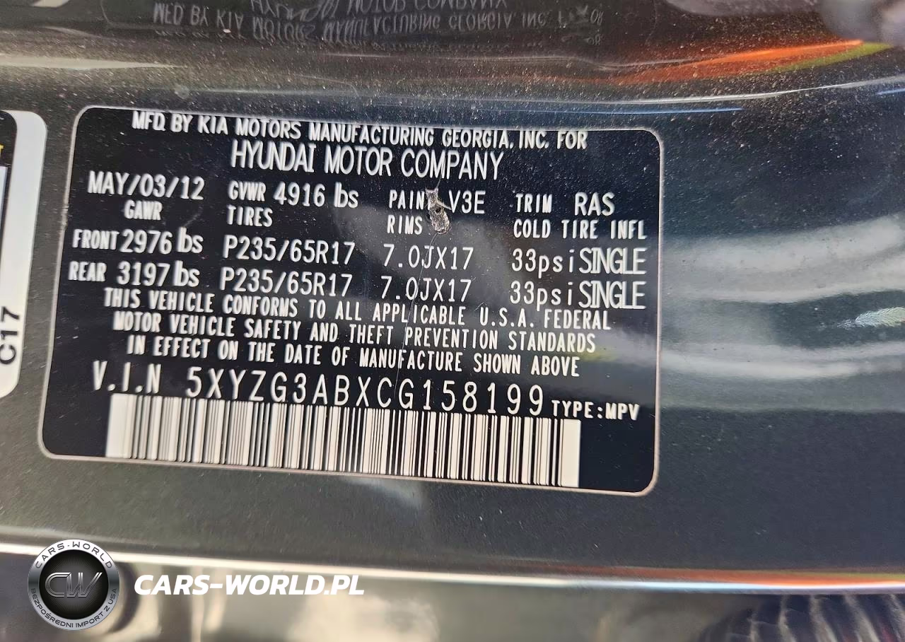 2012 Hyundai Santa Fe Gls VIN:5XYZG3ABXCG158199 - 13
