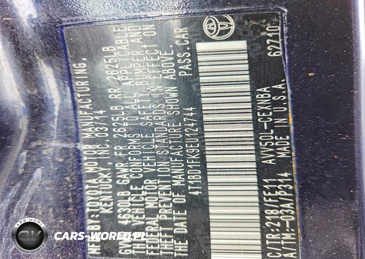 2014 Toyota Camry Hybrid Le VIN:4T1BD1FK9EU124744 - 12