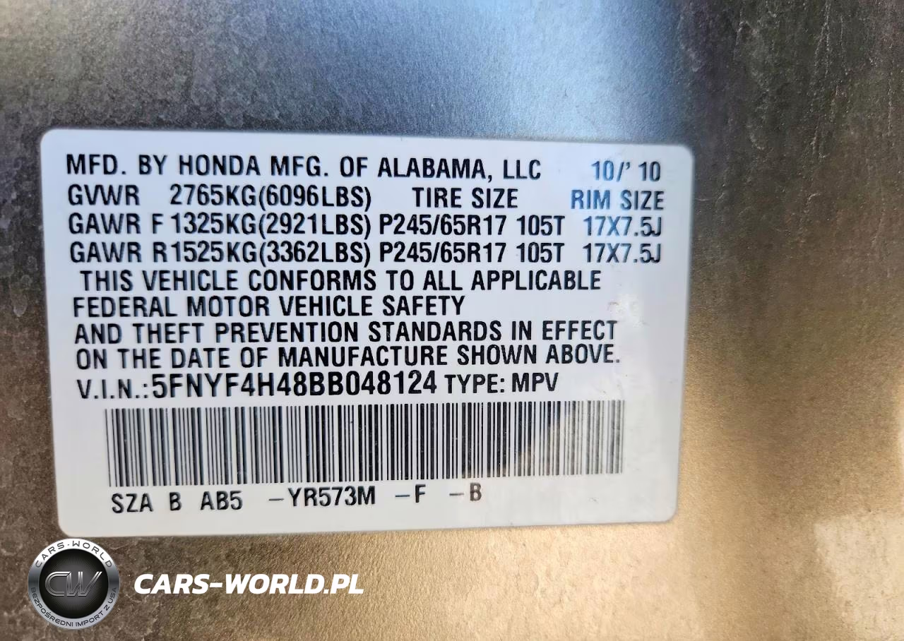 2011 Honda Pilot Ex VIN:5FNYF4H48BB048124 - 12