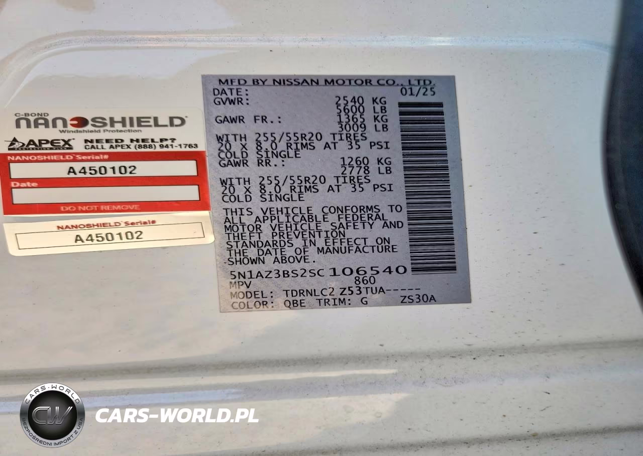 2025 Nissan Murano Sv VIN:5N1AZ3BS2SC106540 - 13