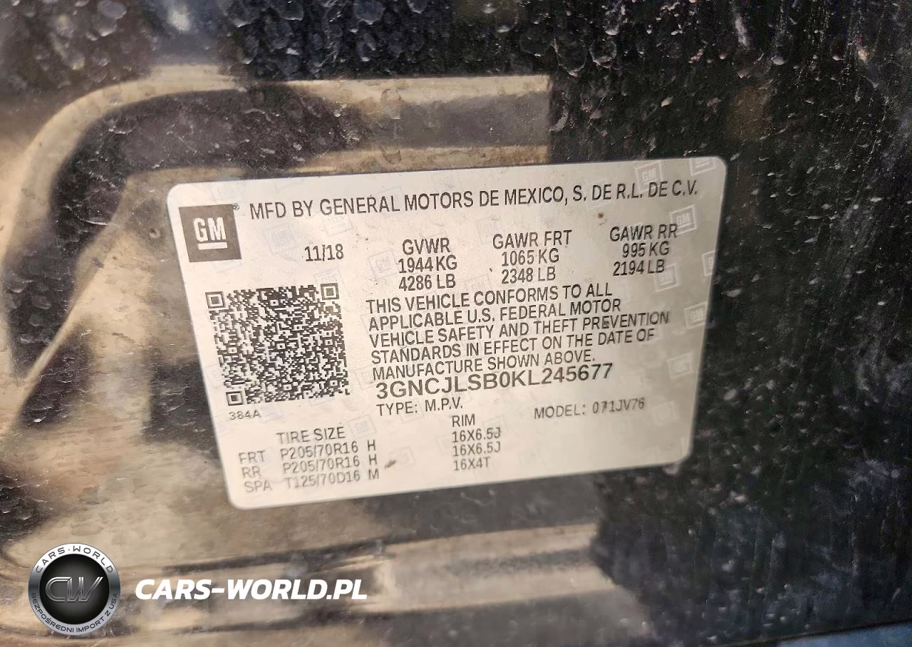 2019 Chevrolet Trax 1Lt VIN:3GNCJLSB0KL245677 - 12