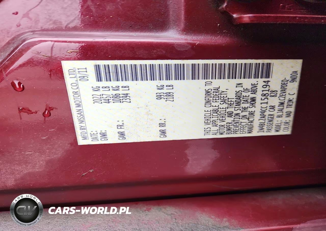 2012 Nissan Altima Sr VIN:1N4BL2AP4CC158194 - 13