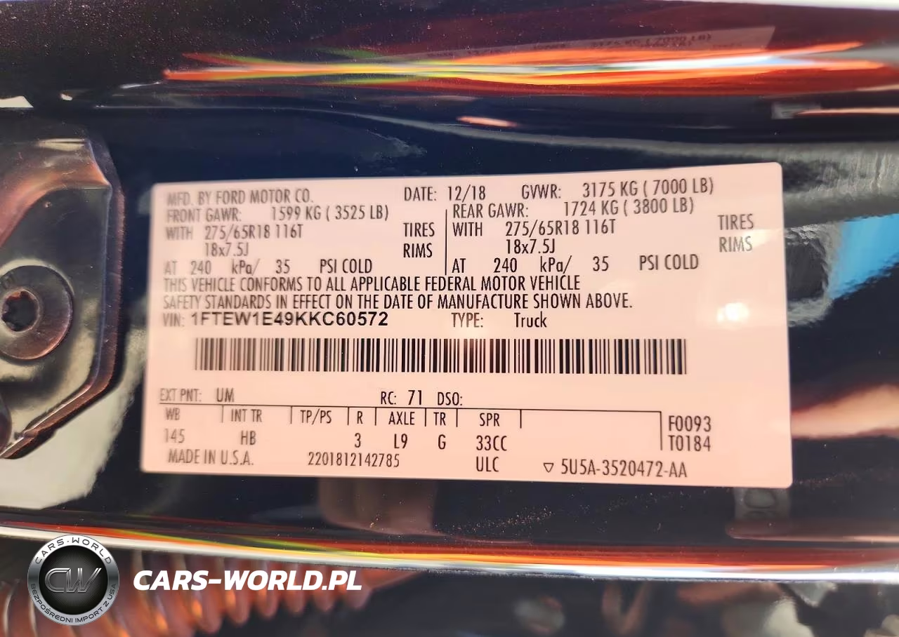 2019 Ford F150 Supercrew VIN:1FTEW1E49KKC60572 - 13
